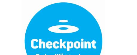 Logo des Checkpoint BaWü - blauer Kreis mit weißer Schrift