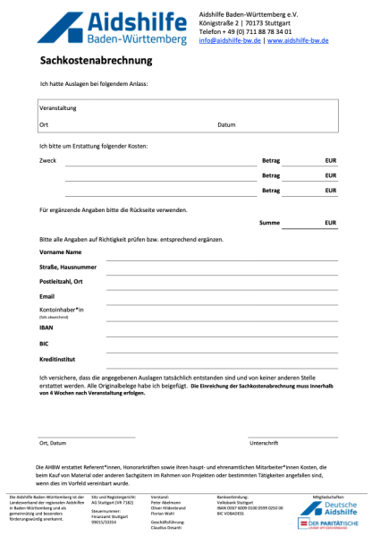 Abbildung Sachkosten