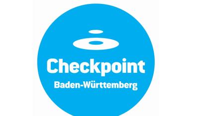 Logo des Checkpoint BaWü - blauer Kreis mit weißer Schrift